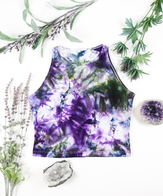 Amethyst Ice Dye Crop Top by Akasha Sun.