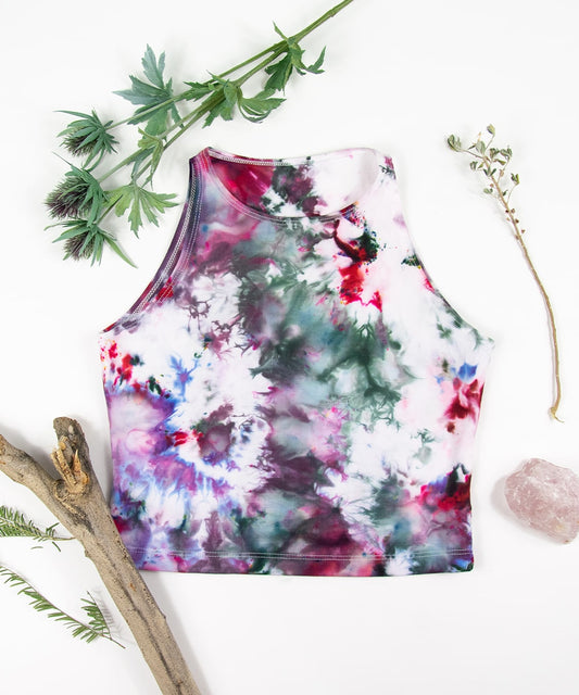 Rainbow Ice Dye Crop Top by Akasha Sun.