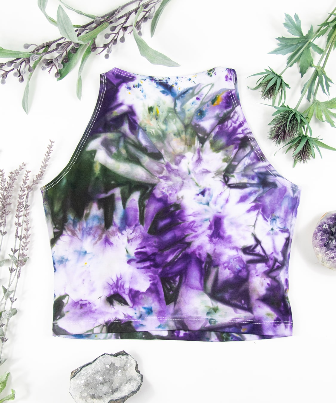 Amethyst Ice Dye Crop Top by Akasha Sun.