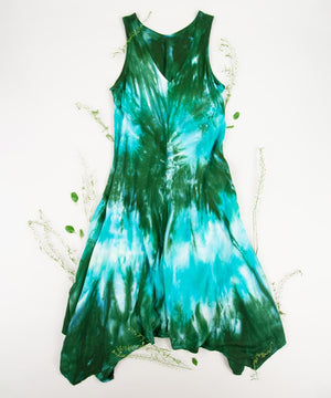 
                
                    Load image into Gallery viewer, Teal and green tie dye dress by Akasha Sun.
                
            