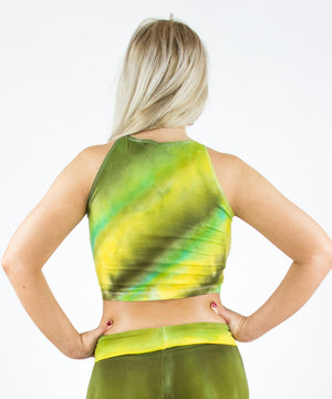 
                
                    Load image into Gallery viewer, Woman wearing a green tie dye crop top by Akasha Sun.
                
            