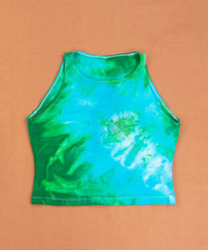 
                
                    Load image into Gallery viewer, Blue and green tie dye crop top by Akasha Sun.Blue and green tie dye crop top by Akasha Sun.
                
            