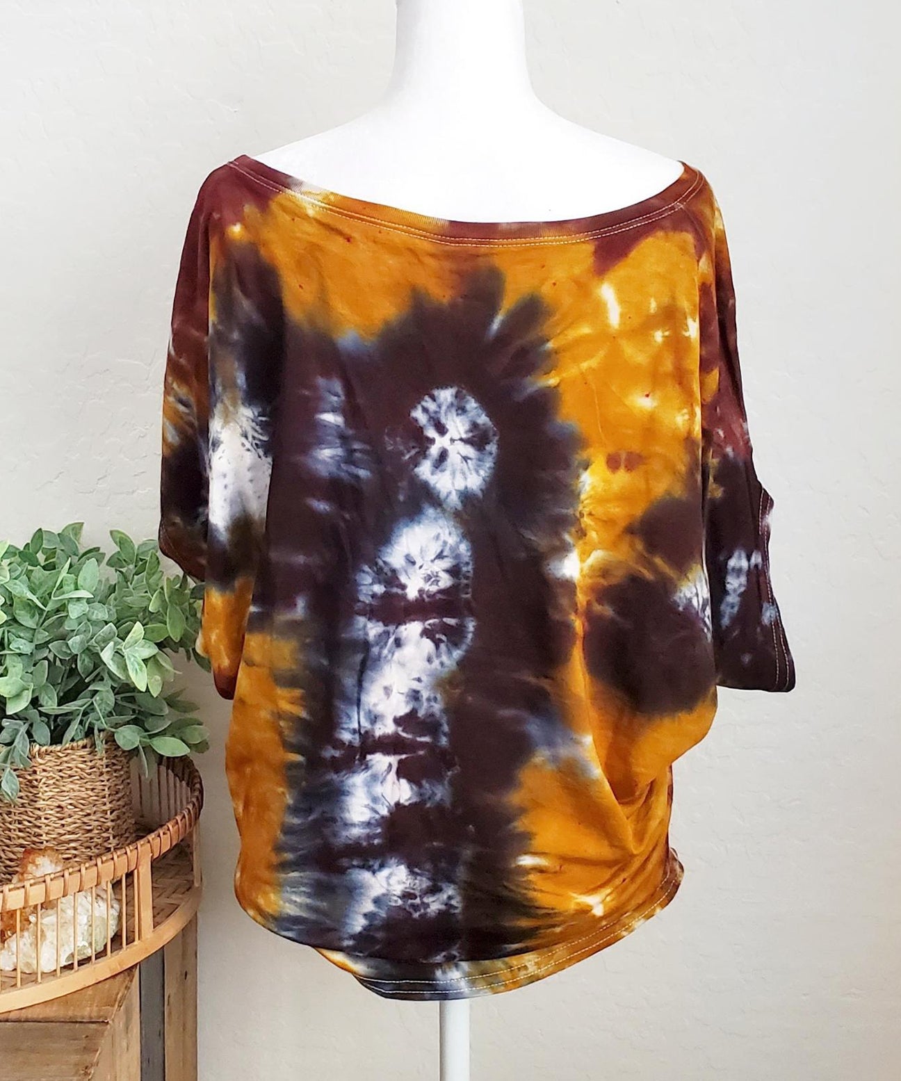 Amber tie dye poncho style top.