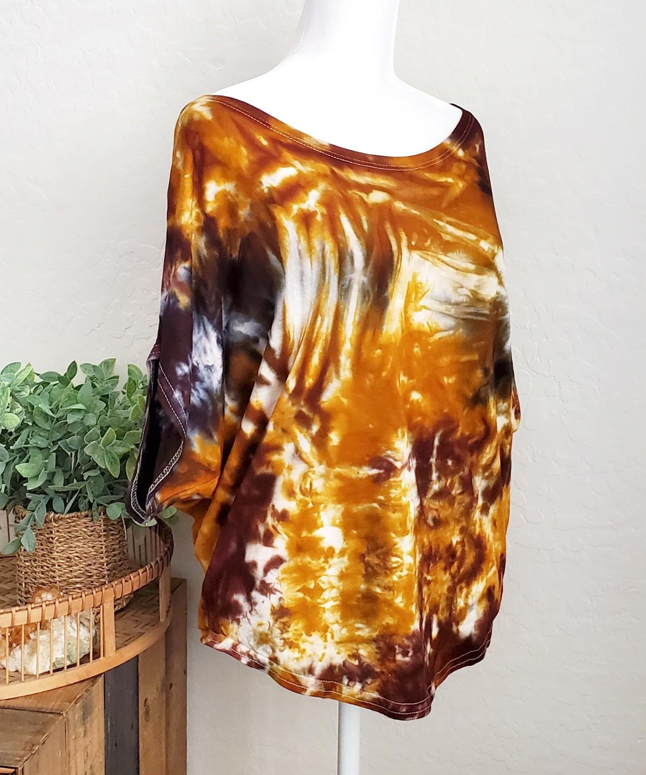 Amber tie dye poncho style top.