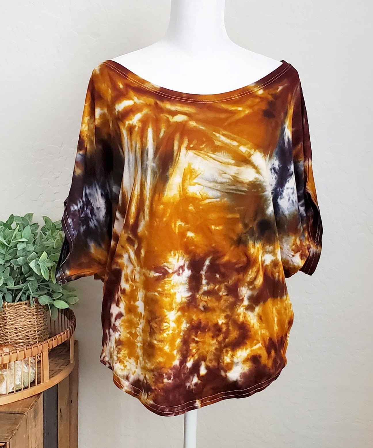 Amber tie dye poncho style top.