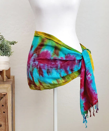 Rainbow tie dye scarf.