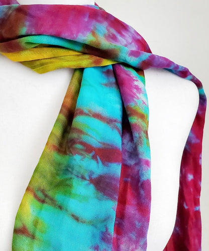 Rainbow tie dye scarf.