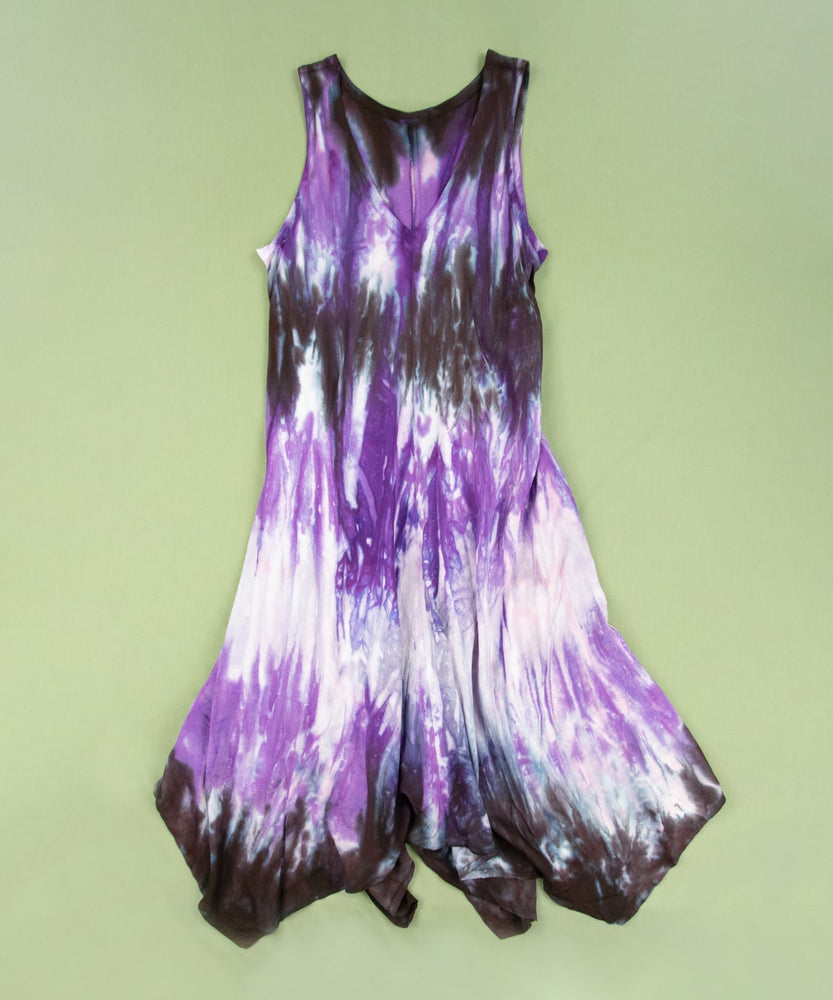 Purple and black tie dye fairy dress by Akasha Sun.