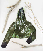 Green tie dye hoodie crop top by Akasha Sun.