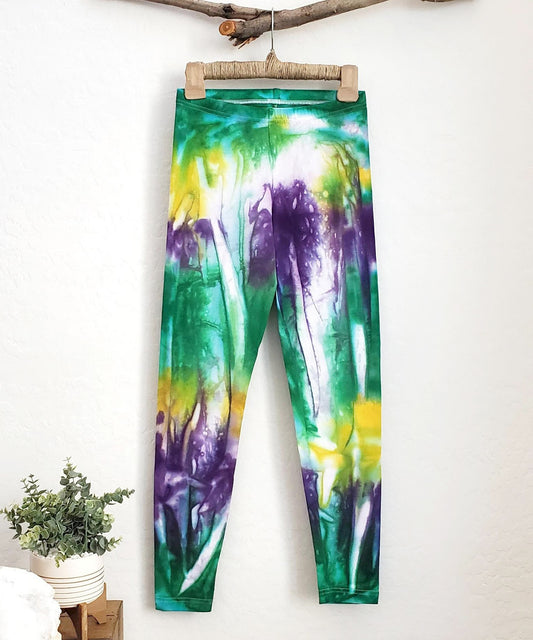 Mardi Gras tie dye leggings. 