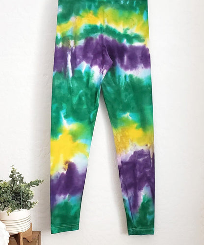 Mardi Gras tie dye leggings. 