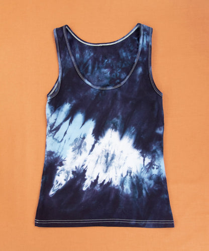 Navy blue tie dye tank top by Akasha Sun.