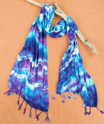 Purple and blue tie dye scarf.