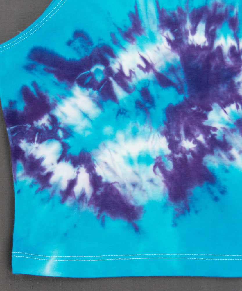 
                
                    Load image into Gallery viewer, Blue and purple tie dye crop top by Akasha Sun.
                
            