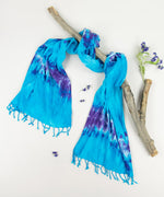 Blue and purple tie dye scarf by Akasha Sun.