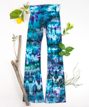 Blue Ice Dye Yoga Pants by Akasha Sun.