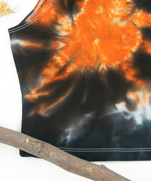 
                
                    Load image into Gallery viewer, Orange Chakra tie dye crop top by Akasha Sun.
                
            