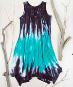Teal + black tie dye fairy dress by Akasha Sun.