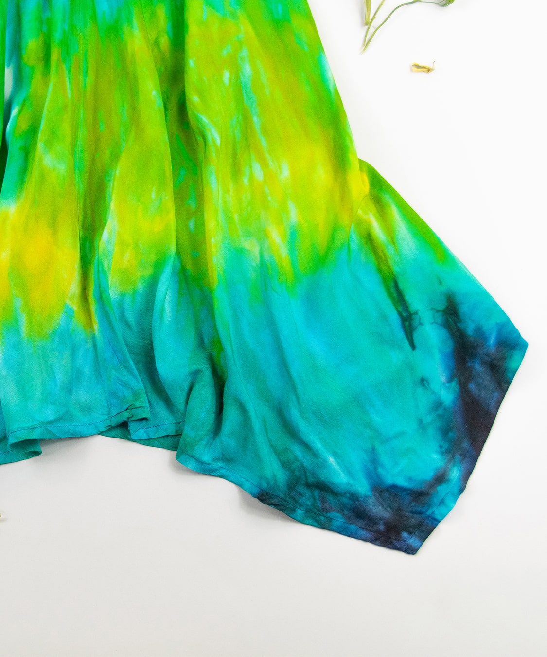 Green and teal tie dye fae dress by Akasha Sun.