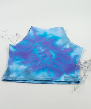 
                
                    Load image into Gallery viewer, Blue and purple tie dye crop top by Akasha Sun.
                
            