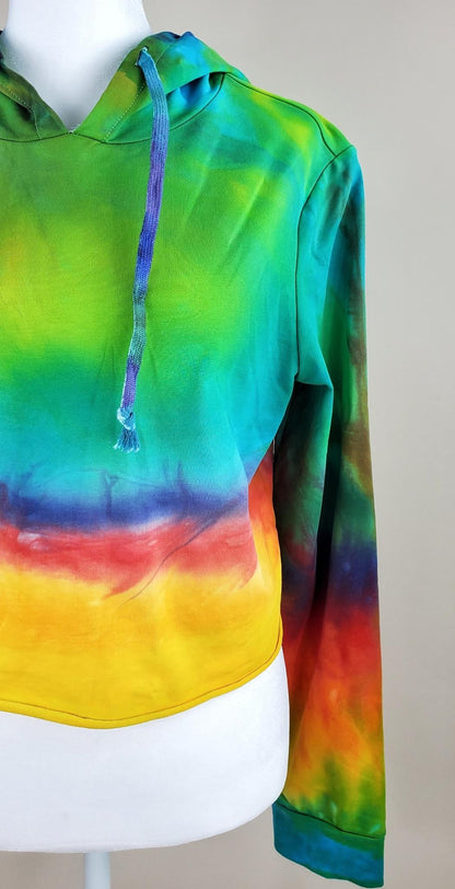 Rainbow Quartz Tie Dye Hoodie Crop Top