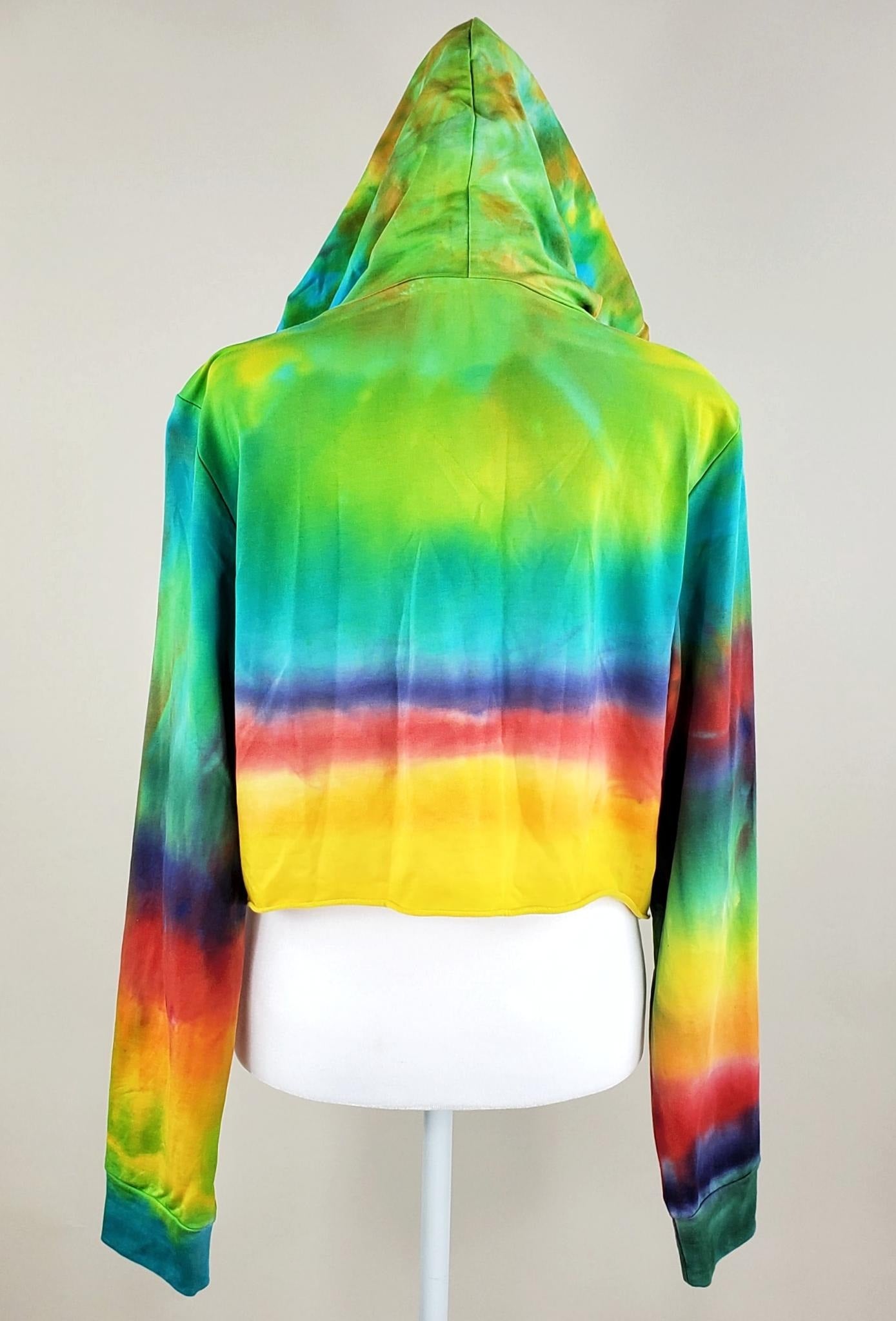 Rainbow Quartz Tie Dye Hoodie Crop Top