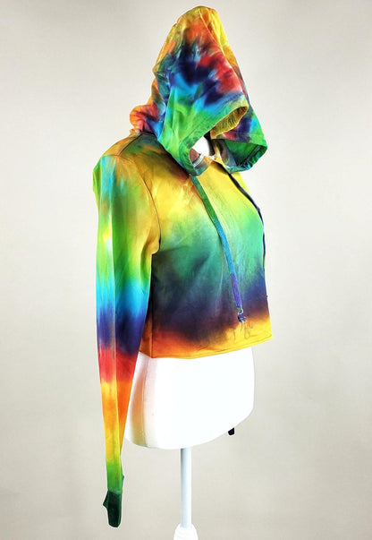 Rainbow Quartz Tie Dye Hoodie Crop Top