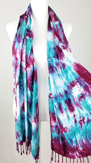 
                
                    Load image into Gallery viewer, Pink + Teal Tie Dye Scarf
                
            